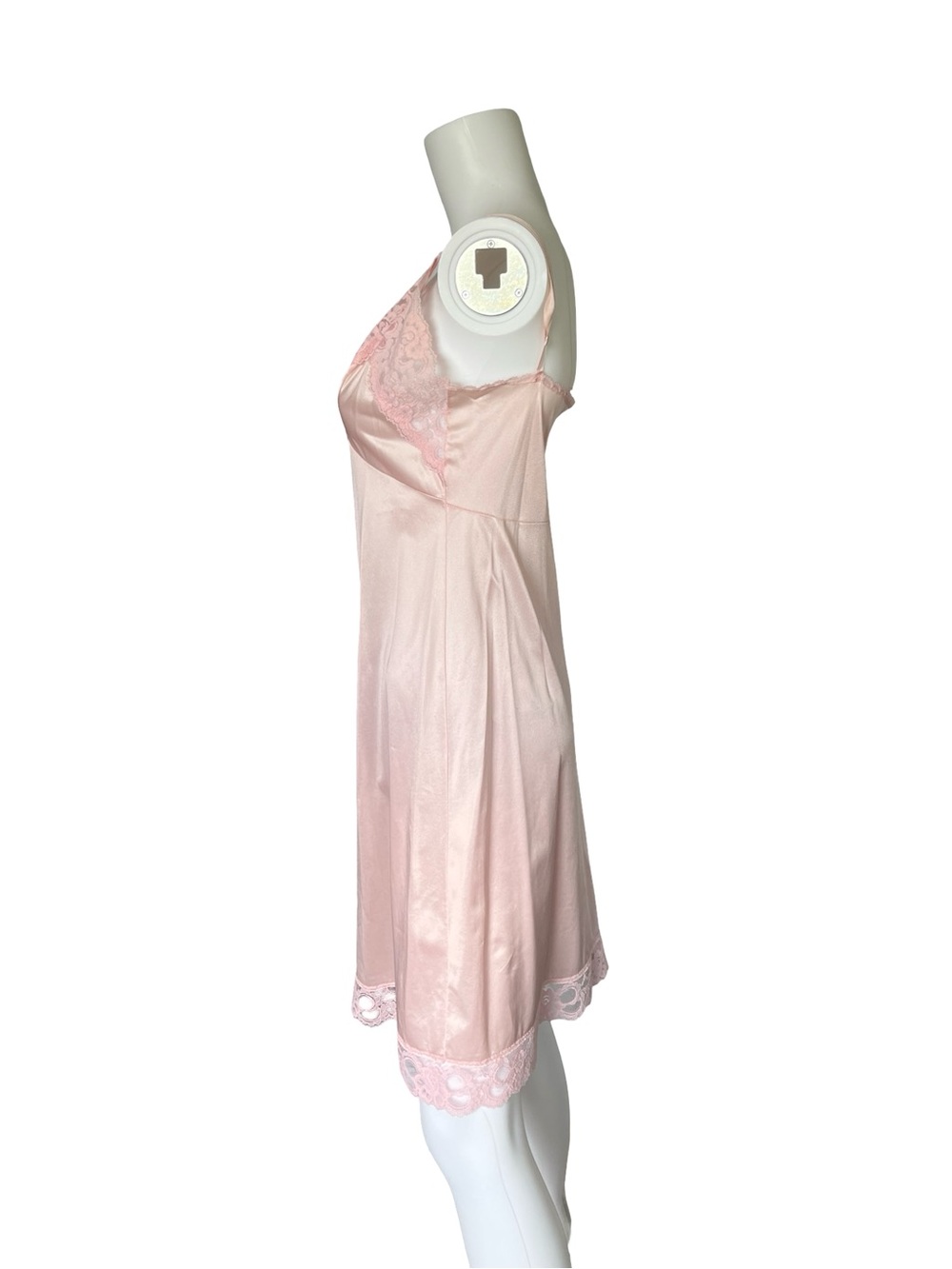 Vintage Ashley Taylor Pink Slip Dress Nightgown Nylon Lace Womens Size 34 - Picture 3 of 10